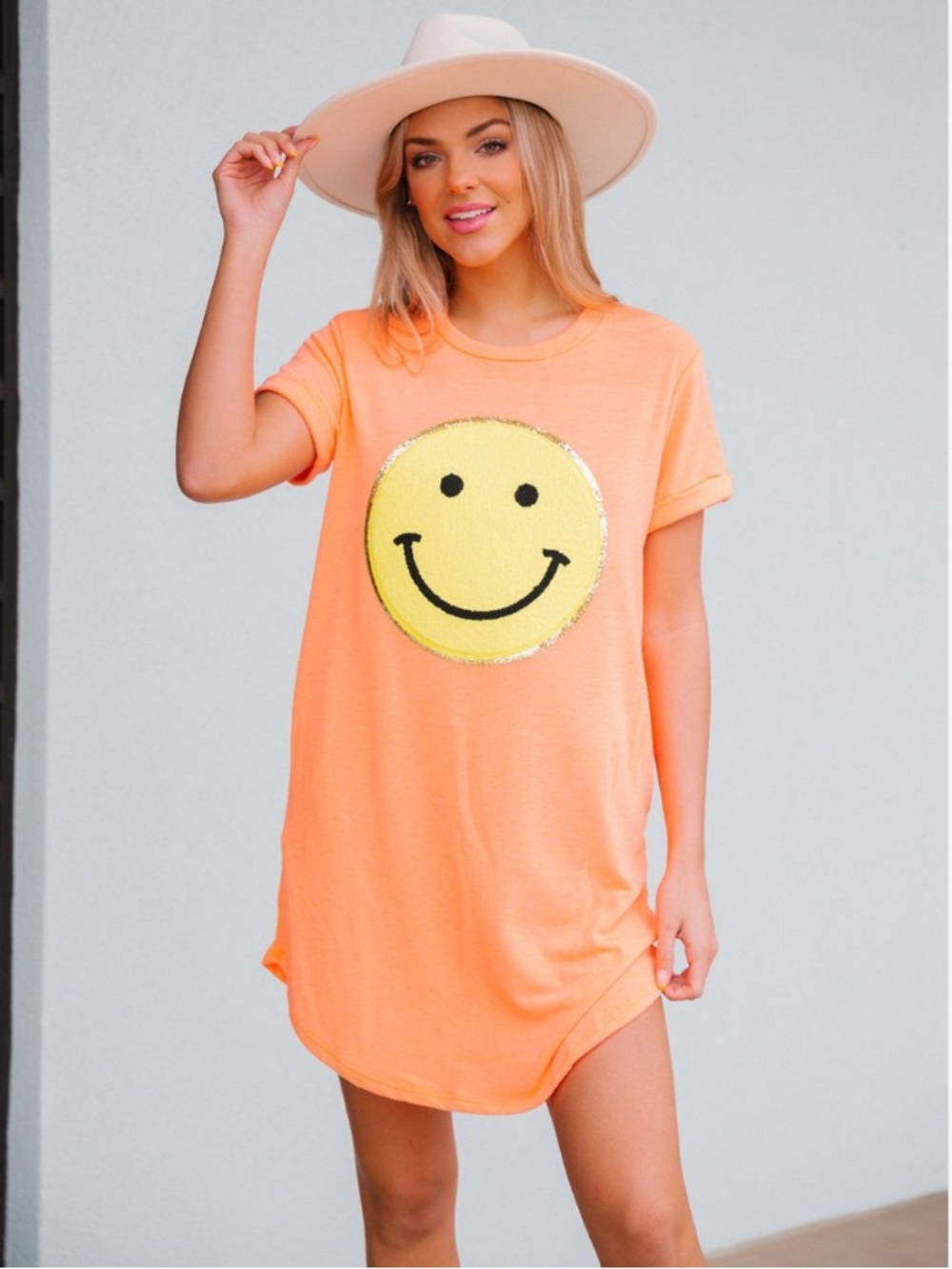 Judith March Oversized Shirt Chenille Smiley Face Tunic/Dress Sz S